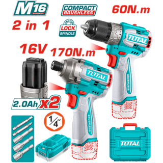 Bộ combo máy khoan TDLI16681 & máy siết vít TIRLI16171 không chổi than dùng pin 16V